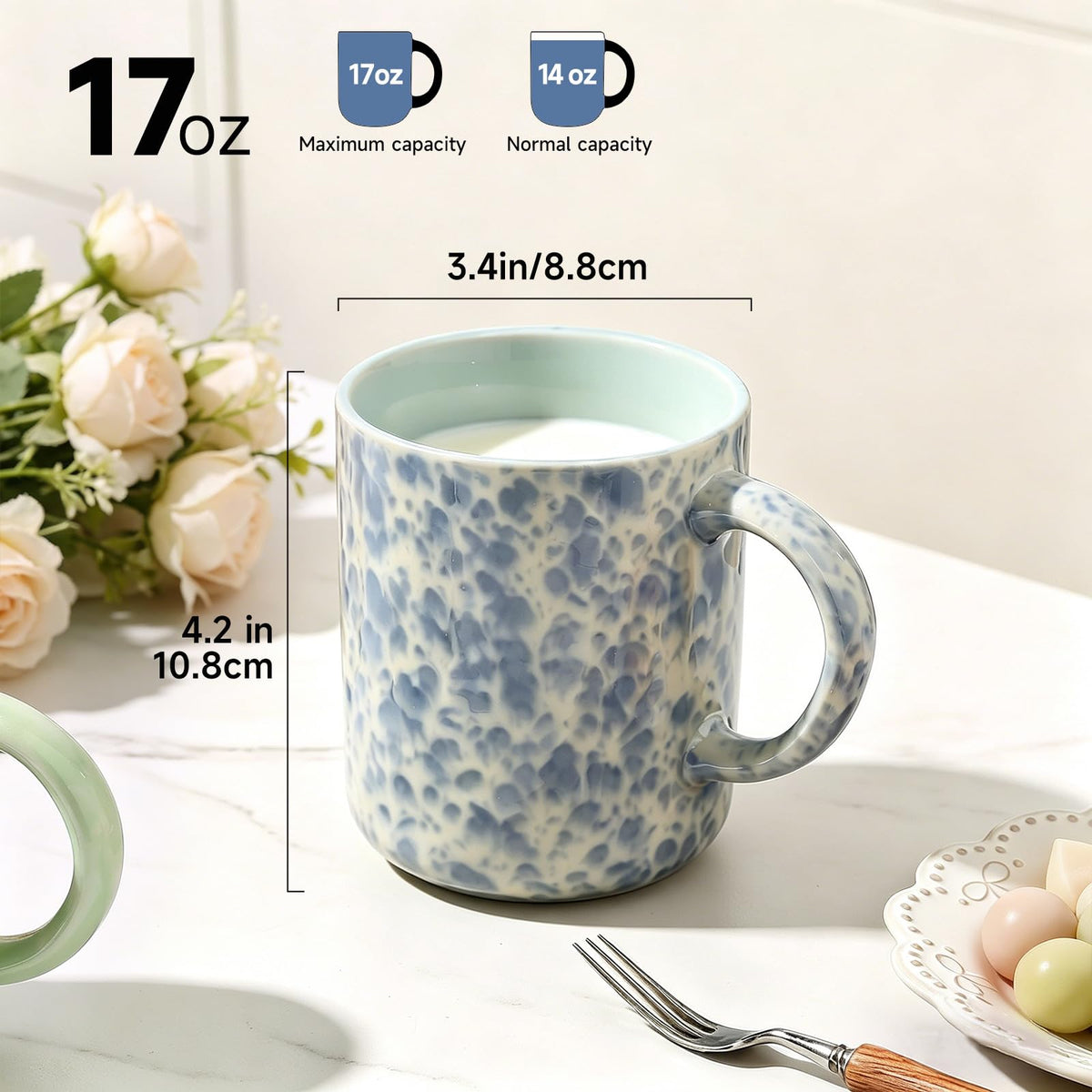 MartBig 17oz Ceramic Coffee Mugs – Set of 4