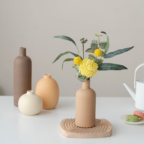 MartBig Modern Ceramic Vase Set of 4 – Neutral Colors, Coffee Mix