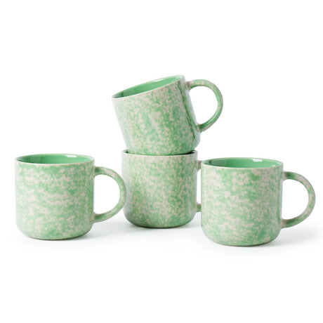 MartBig 12oz Ceramic Coffee Mugs – Set of 4, Green
