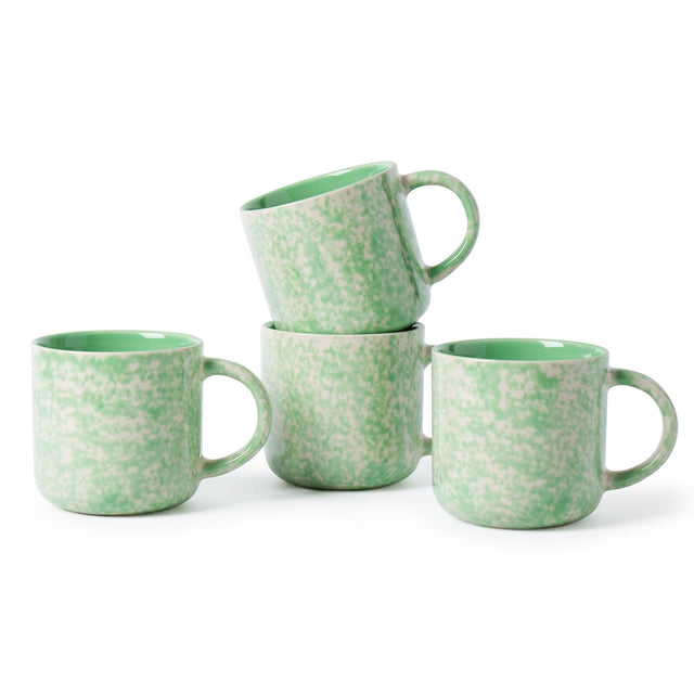 MartBig 12oz Ceramic Coffee Mugs – Set of 4, Green