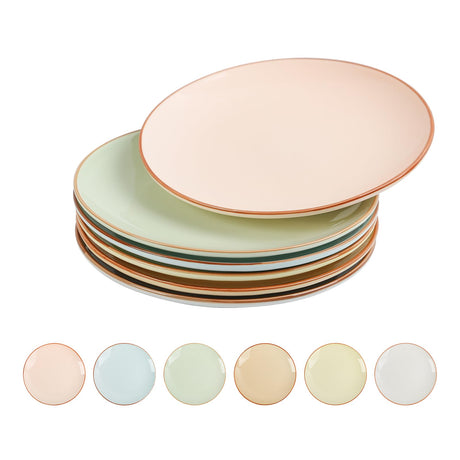 MartBig Colorful Ceramic Dessert Plates – Set of 6, 8 Inch, Assorted Colors