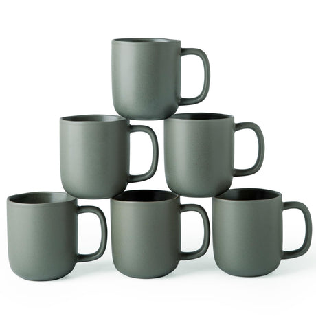 MartBig 14oz Ceramic Coffee Mugs – Set of 6, Reactive Glaze