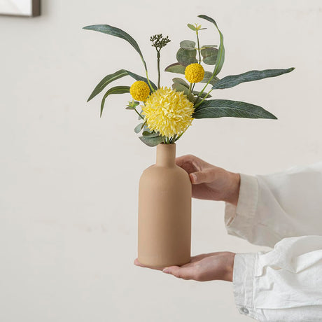 MartBig Modern Ceramic Vase Set of 4 – Neutral Colors, Coffee Mix