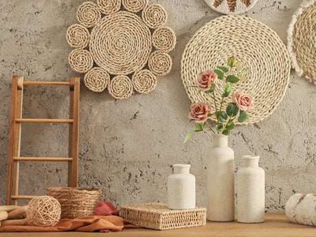 MartBig Ceramic Vases Set of 3 – Whitewashed Neutral, Farmhouse Decor