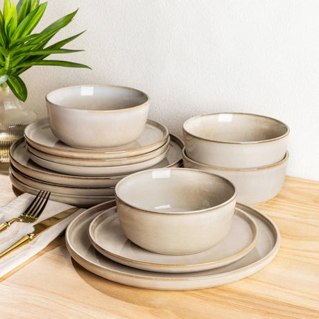 MartBig Stoneware Dinnerware Set – Reactive Glaze, Service for 8