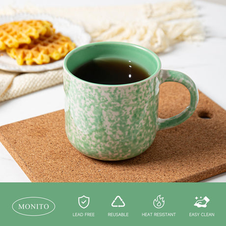 MartBig 12oz Ceramic Coffee Mugs – Set of 4, Green