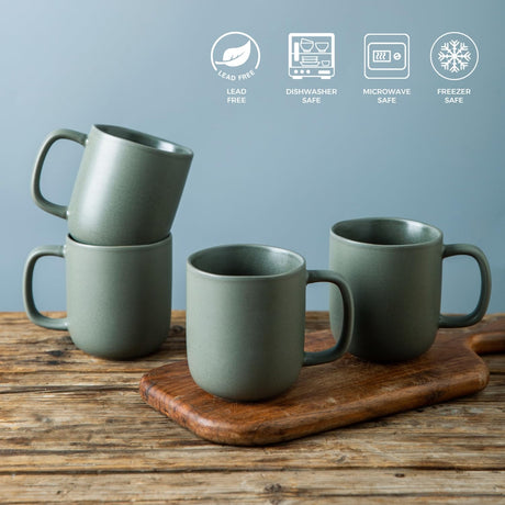 MartBig 14oz Ceramic Coffee Mugs – Set of 6, Reactive Glaze