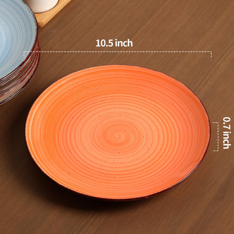 MartBig Ceramic Dinner Plates – Set of 6, 10.5 Inch, Blue