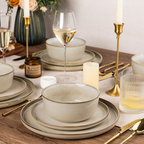 MartBig Stoneware Dinnerware Set – Reactive Glaze, Service for 8
