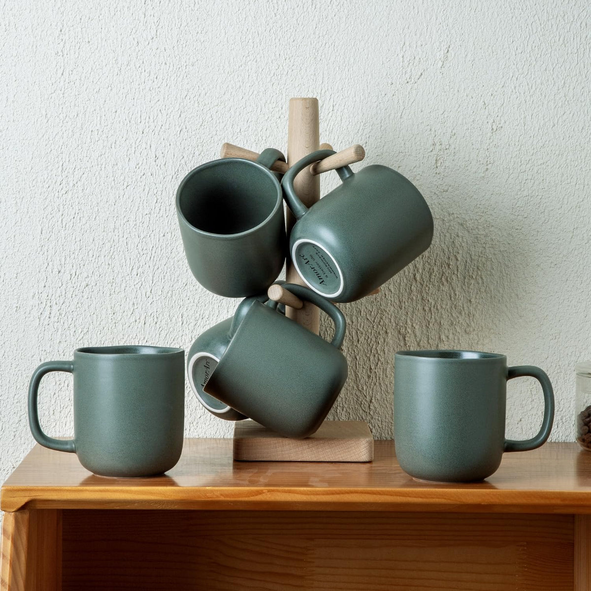 MartBig 14oz Ceramic Coffee Mugs – Set of 6, Reactive Glaze