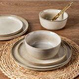 MartBig Stoneware Dinnerware Set – Reactive Glaze, Service for 8
