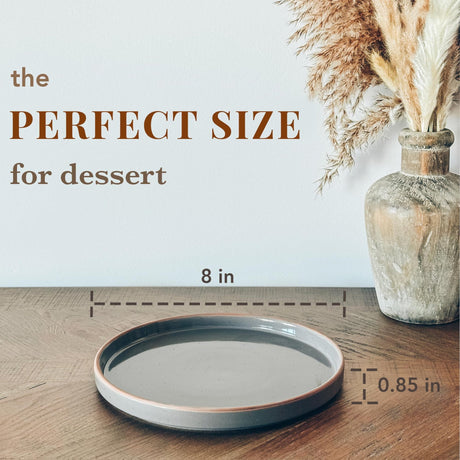 MartBig Ceramic Flat Plates – Set of 6, 8 Inch, Neutral Colors