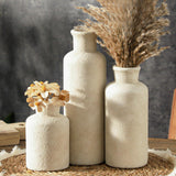 MartBig Ceramic Vases Set of 3 – Whitewashed Neutral, Farmhouse Decor
