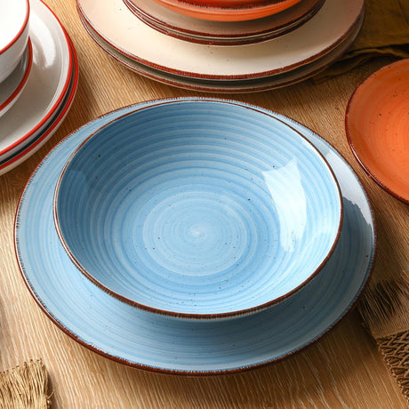 MartBig Ceramic Dinner Plates – Set of 6, 10.5 Inch, Blue