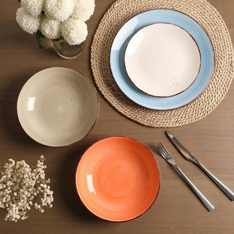 MartBig Ceramic Dinner Plates – Set of 6, 10.5 Inch, Blue